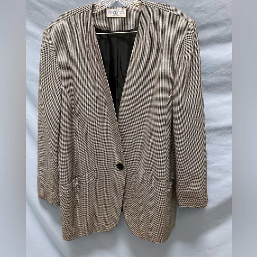 Pendleton Sophisticates Classic Houndstooth Black… - image 2